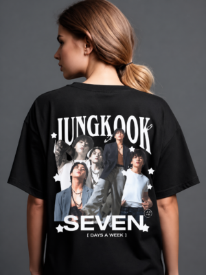 Girls BTS Jungkook Oversized T-Shirt | K-Pop Army Printed Baggy Loose Fit T-Shirt for Women Trendy Casual Wear