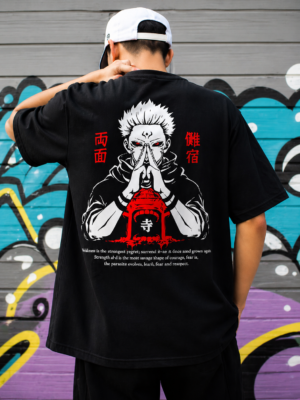 Men’s Anime Printed Oversized T-Shirt | Stylish Loose Fit Round Neck Casual Wear Tee