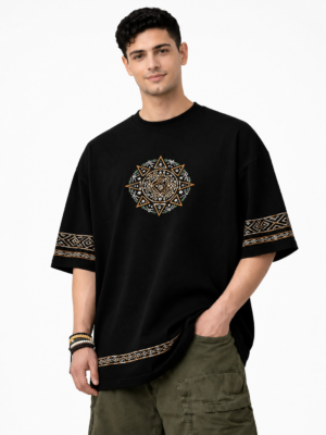 Anime Back Print Oversized T Shirt for Men Drop Shoulder Loose Fit Streetwear Tee