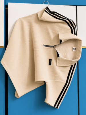 Men Zipper Polo T-Shirt with Side Stripe – Stylish Half Sleeve Casual Wear