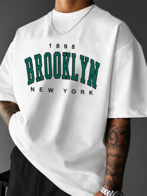 Men’s Printed Typography Oversized T-Shirt | Round Neck Casual Loose Fit Tee
