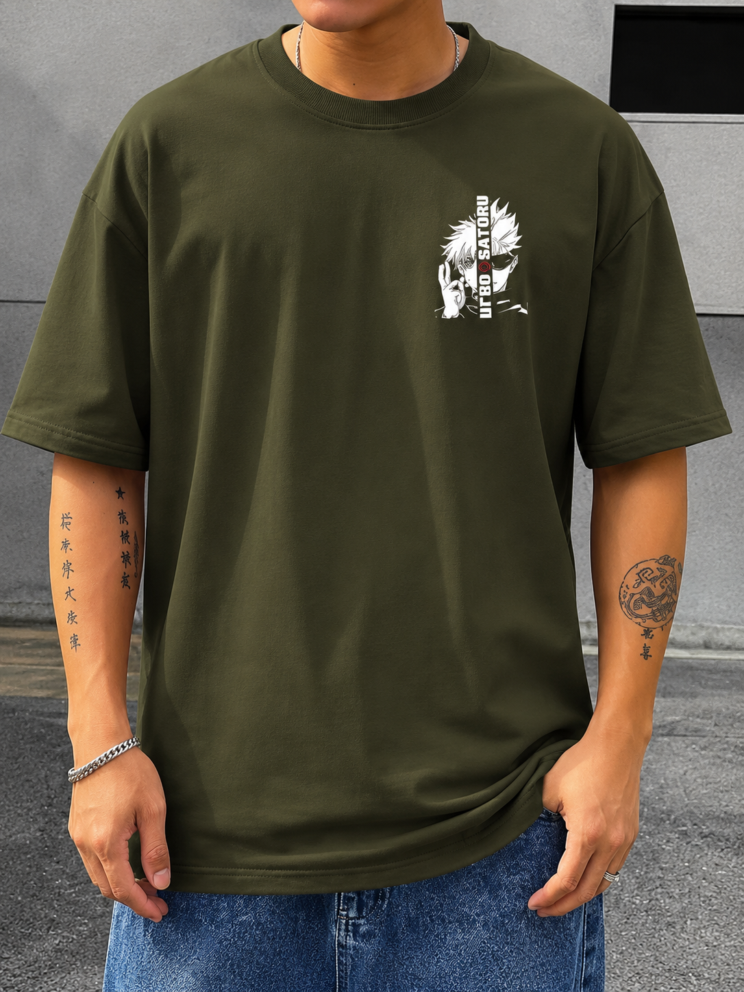 Menβs Anime Back Print Oversized T-Shirt for Casual Streetwear - Image 2