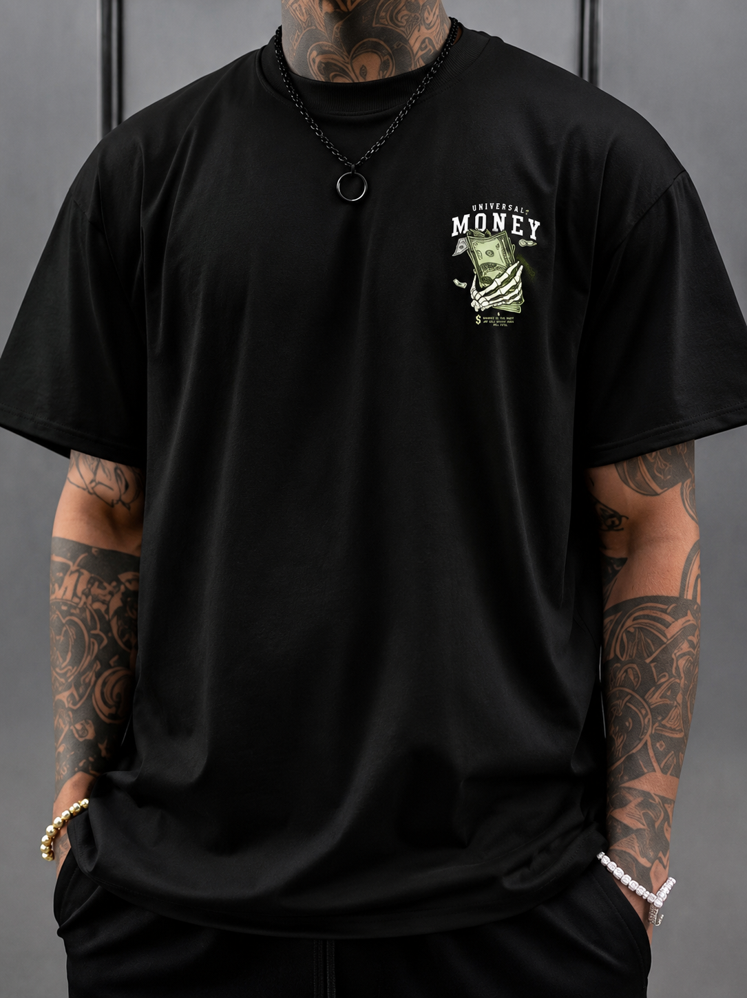 Menβs Money Graphic Oversized T-Shirt for Streetwear Fashion - Image 2