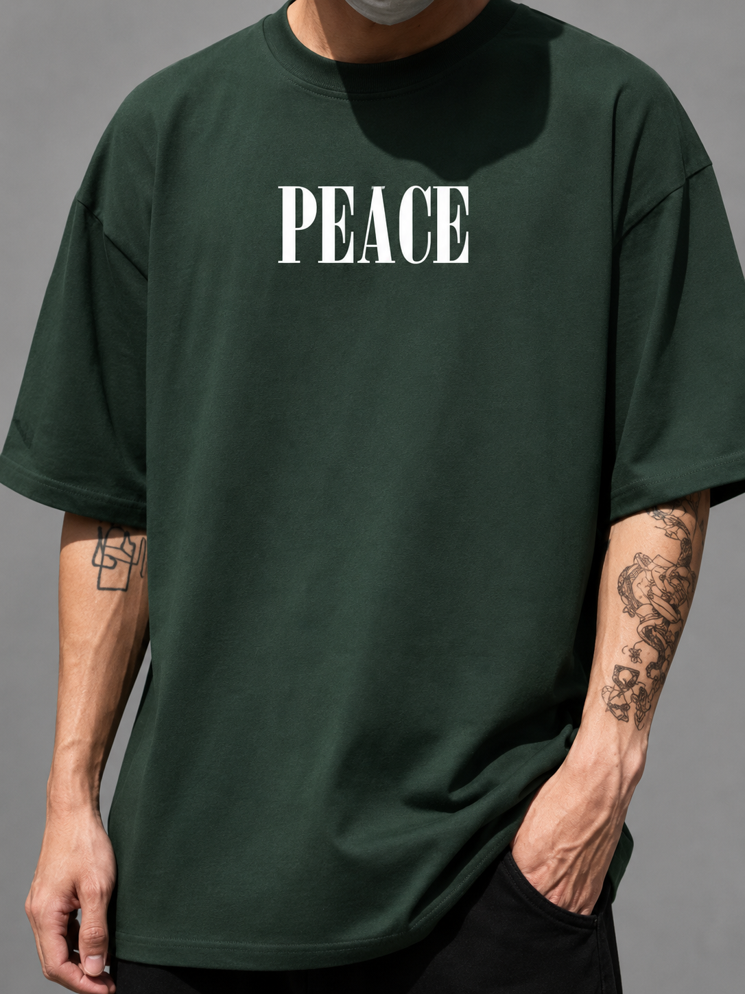 Menβs Peace Dove Graphic Oversized T-Shirt - Image 2