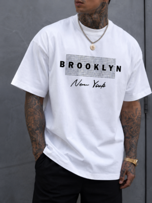 Men’s White Brooklyn New York Oversized T-Shirt for Streetwear