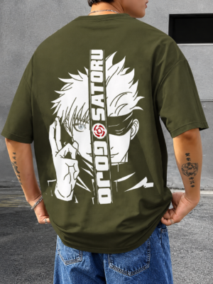 Men’s Anime Back Print Oversized T-Shirt for Casual Streetwear