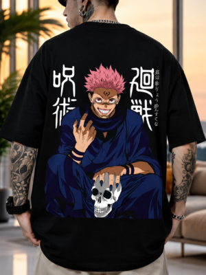Men’s Ryomen Sukuna Anime Oversized T-Shirt for Streetwear