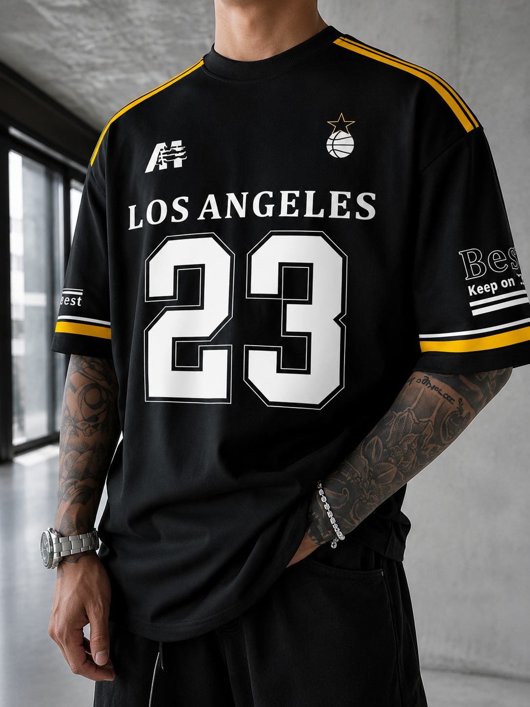 Menβs Los Angeles 23 Oversized Sports T-Shirt for Streetwear